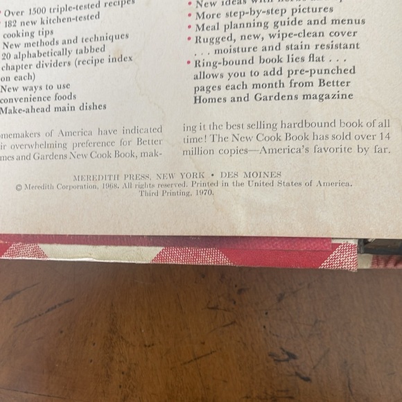 Vtg  Better Homes and Gardens NEW COOK BOOK 1970 3rd Printing 5 Ring Binder - Picture 4 of 8